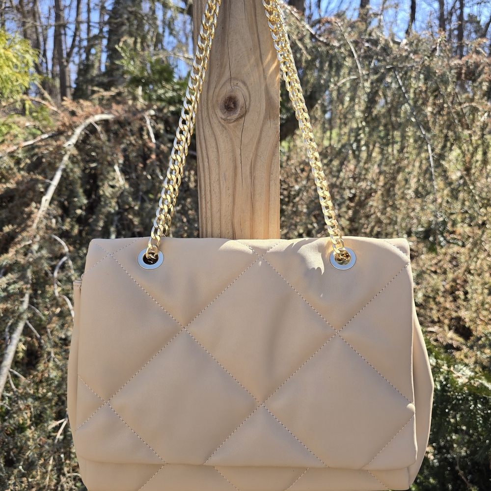 Asos Quilted Chain Strap Shoulder Bag - Beige NWOT